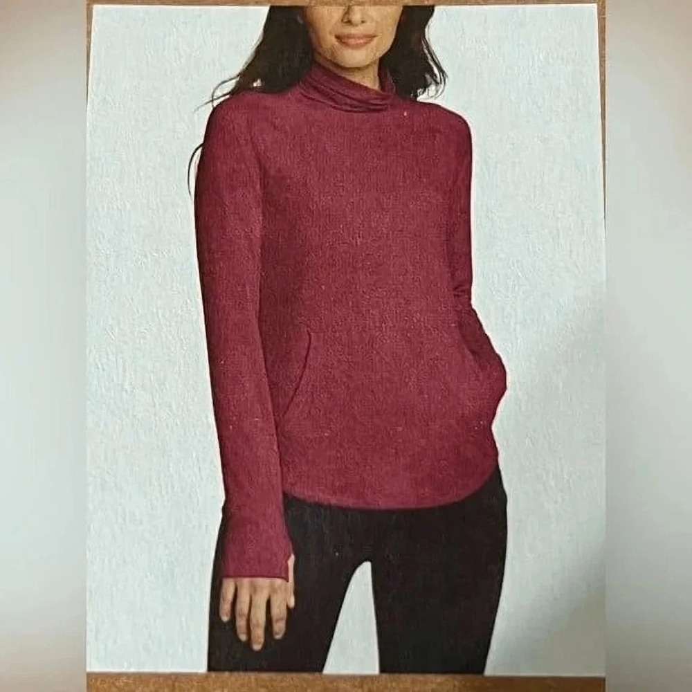 Eddie Bauer Women's Active Funnel Neck Long Sleeve Top Pullover, Purple, Large
